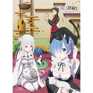 Re:Zero Characters & Cats Premium Wall Scroll