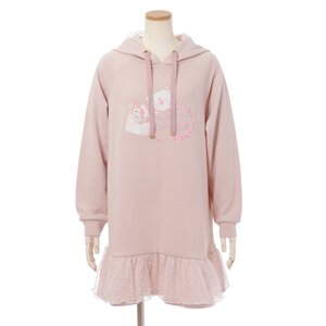 LIZ LISA Love Letter Fleece-Lined Hoodie Dress Pink