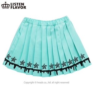 LISTEN FLAVOR Melty Line Pleated Skirt w/ Stars (New) Mint