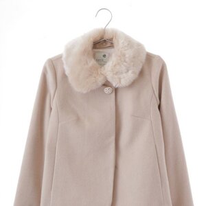 earth music&ecology Fur Tippet Coat Pink Beige S