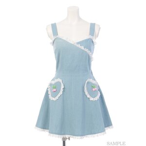 Swankiss Cherry Motif Gingham Dress Blue