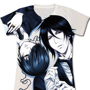 Black Butler II Ciel & Sebastian Silver Flipside Full Graphic T-Shirt M
