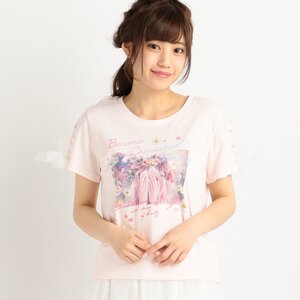 LIZ LISA Lace-Up Sleeve T-Shirt Pink