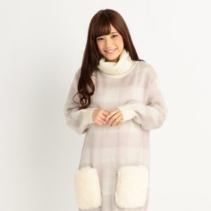 LIZ LISA Soft Plaid Turtleneck Knit Dress Purple