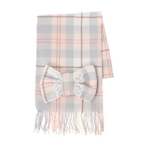 LIZ LISA Ribbon Checkered Stole Gray