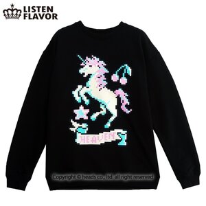 LISTEN FLAVOR 8-Bit Unicorn Pullover Black