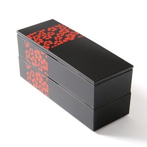Sakurako Slim Square 2-Tier Bento Box Red