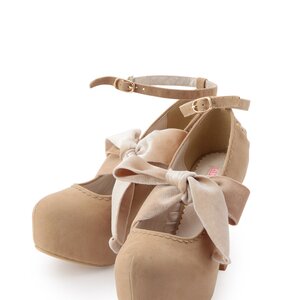 LIZ LISA Velour Ribbon Pumps Beige L