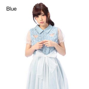 LIZ LISA Heart Ribbon Mesh Dress w/ Official LIZ LISA Shop Bag Blue