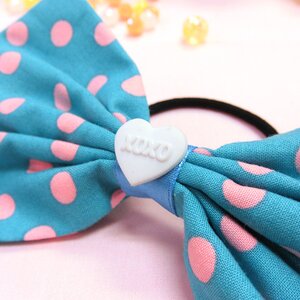 Le cocone Big Ribbon Dot Pattern Hair Band Blue