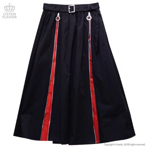 LISTEN FLAVOR Zipper Detail Long Skirt Black
