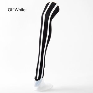 Chiharu Kikuchi Striped and Checkered Tights Off White