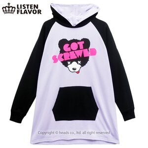 LISTEN FLAVOR Bear Logo Hoodie Dress Lavender