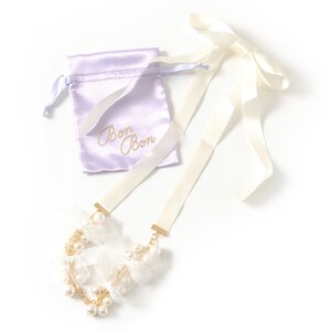 E Hyphen World Gallery BonBon Ribbon Pearl Necklace Off-White