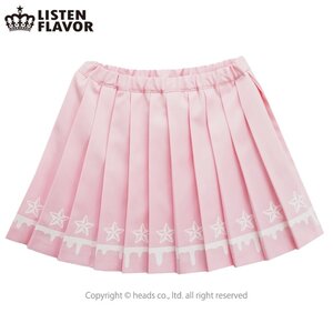 LISTEN FLAVOR Melty Line Pleated Skirt w/ Stars (New) Light Pink