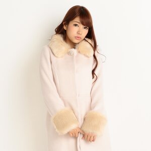 LIZ LISA Faux Fur Collar & Cuffs Cocoon Coat Pink
