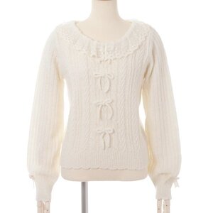 LIZ LISA Lace Collar Knit Top White