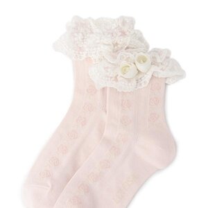 LIZ LISA Rose Corsage Socks Pink