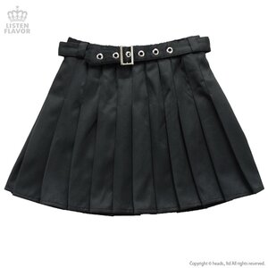 LISTEN FLAVOR Pleated Skirt w/ Belt Black