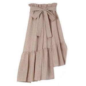 Honey Salon Irregular Hem Skirt Beige Gingham