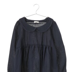 earth music&ecology Lace Trimming Embroidery Tunic Navy