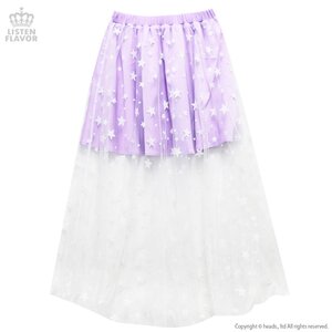 LISTEN FLAVOR Star Tulle See-Through Layered Skirt Lavender