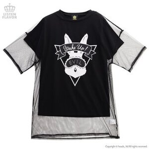 LISTEN FLAVOR Goodnight Bunny Tulle Layered Cutsew Black