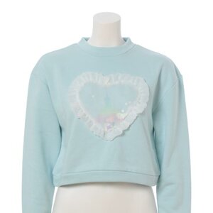 Swankiss Organdy Heart Sweatshirt Sax