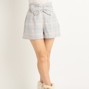 LIZ LISA Big Ribbon Plaid Shorts Blue