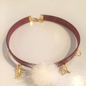 Swankiss Pom Pom Charm Choker Red