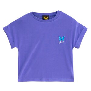 LISTEN FLAVOR BASIC Morpho Embroidered T-Shirt Purple