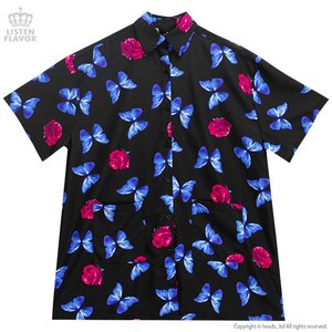 LISTEN FLAVOR Morpho Rose Big Shirt Black