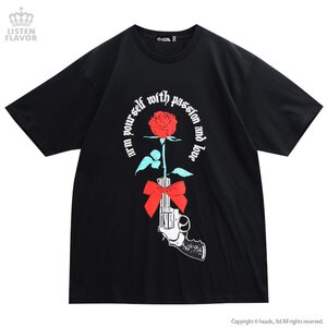LISTEN FLAVOR Rose & Pistol Big T-Shirt Black