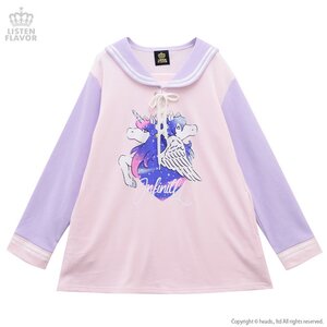 LISTEN FLAVOR Starry Unicorn Sailor Dress Baby Pink