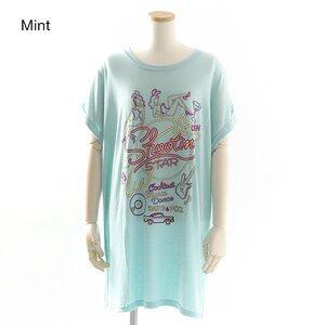 Listen Flavor Shooting Star T/R Cotton Sheeting Jersey T-Shirt w/ Roll-up Sleeves Mint