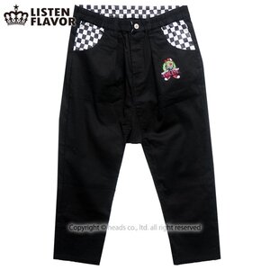 LISTEN FLAVOR Evil Monster Check Pattern Sarouel Pants Black