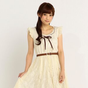 LIZ LISA Belted Lace Dress Beige