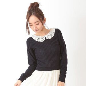 earth music&ecology Collared Tulle Dress Navy