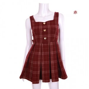 Bobon21 Classic Pinafore Dress Bordeaux S