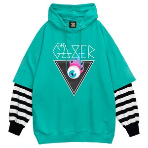 LISTEN FLAVOR Flame Eye Layered-Style Hoodie Emerald