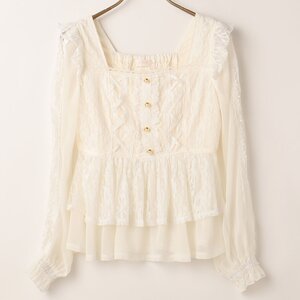 LIZ LISA Square Neck Lace Top White