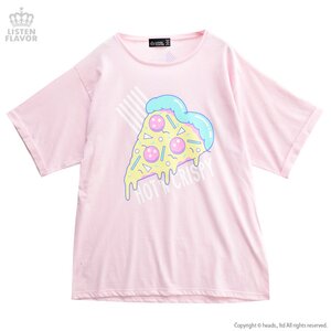LISTEN FLAVOR Roll Sleeve T-Shirt Light Pink