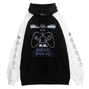 LISTEN FLAVOR Gaming Raglan Hoodie Black x White