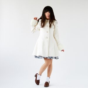 LIZ LISA Lace Trim A-Line Coat White
