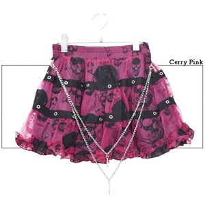ACDC RAG Skulls Short Skirt Cherry Pink