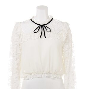 Swankiss Rose Frill Lace Top White