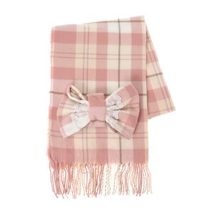 LIZ LISA Ribbon Checkered Stole Pink