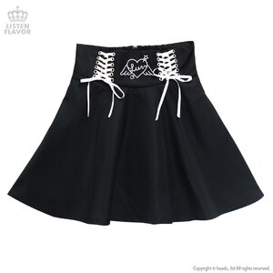 LISTEN FLAVOR Angel Heart Lace-Up Circular Skirt Black
