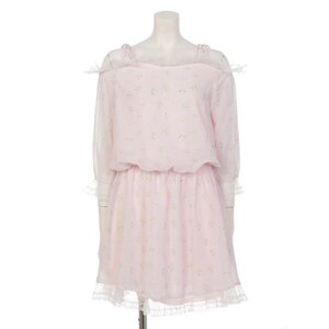 Swankiss Flower Lace Dress Pink
