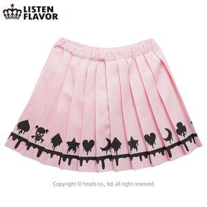 LISTEN FLAVOR Melty Playing Cards Pleated Skirt Baby Pink